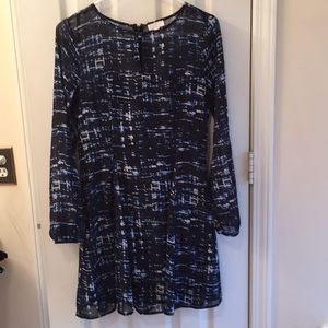 Blue black and white dress